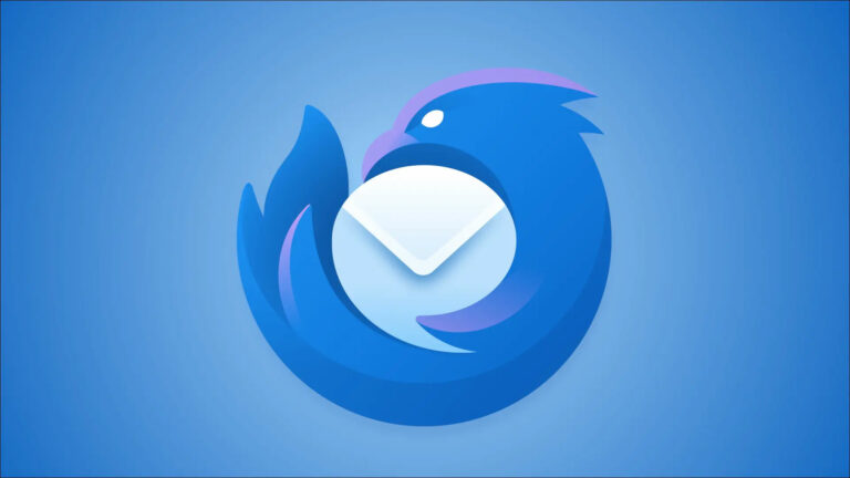 Logo de Thunderbird sur fond bleu